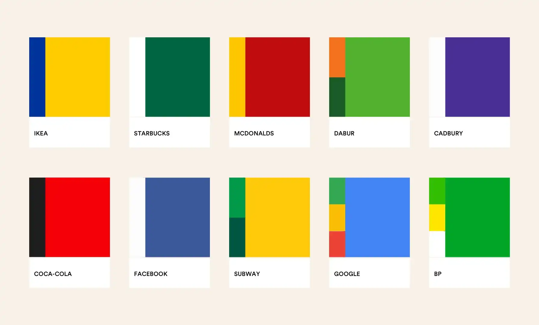 Iconic global brands and their primary brand colours @wowstudio.io